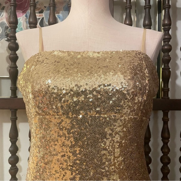 EMERALD SUNDAE Gold Sequin Holiday Prom Formal Mini Dress Size XL - Picture 4 of 7